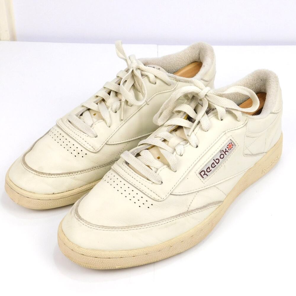 Vintage 90s Reebok Club C Sneakers Size Men's 11.5 Soft Leather White Beige